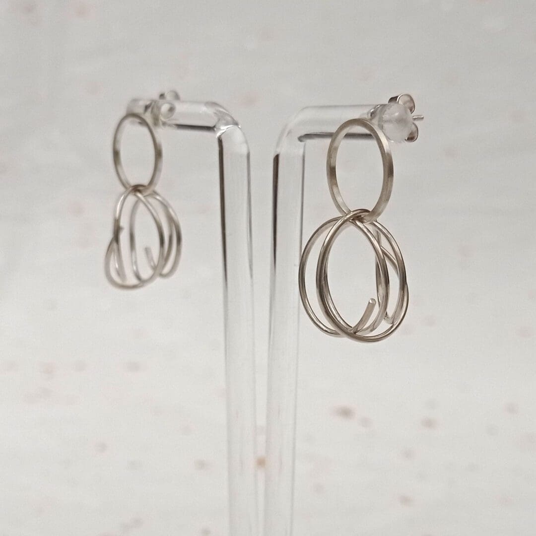 handmade sterling silver wire knot earrings
