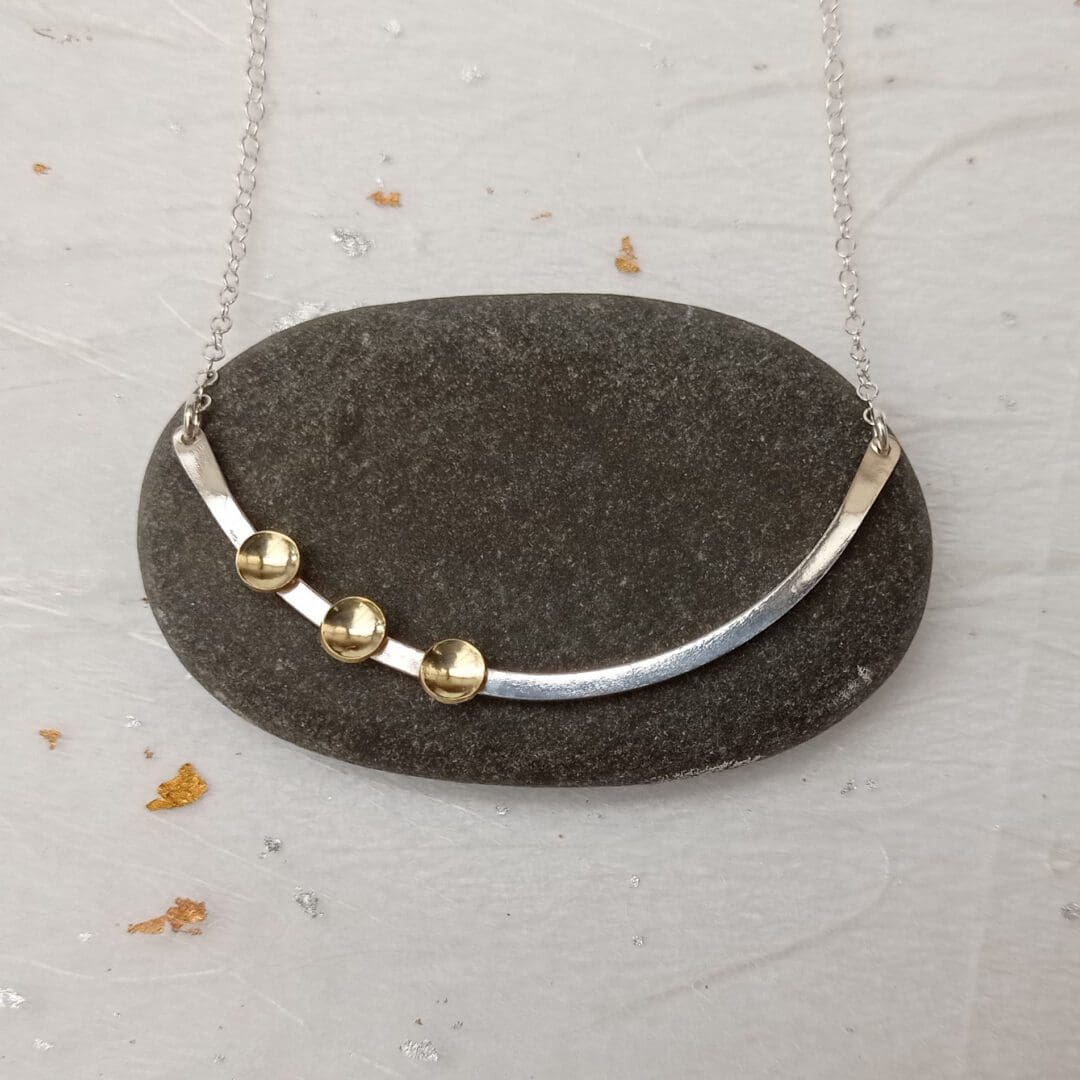 handmade sterling silver and brass wire necklace
