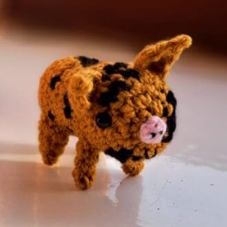 Cute miniature black spotted piglet soft sculpture