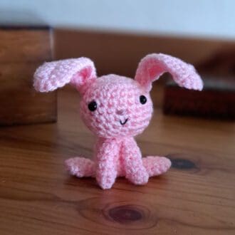 Pink bunny crochet soft sculpture figure