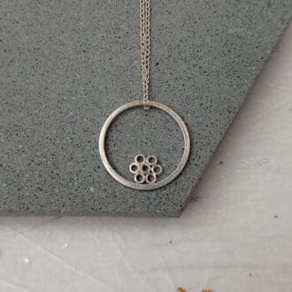 handmade sterling silver bubble flower pendant