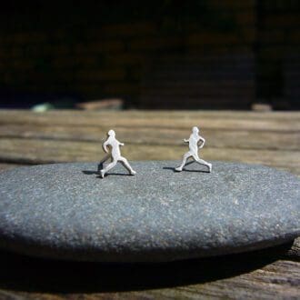 runner stud earrings handmade with recycled sterling silver