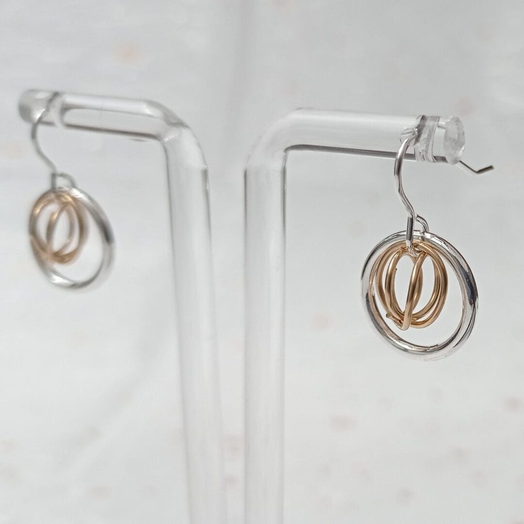 sterling silver ring and filled gold wire knot earrings