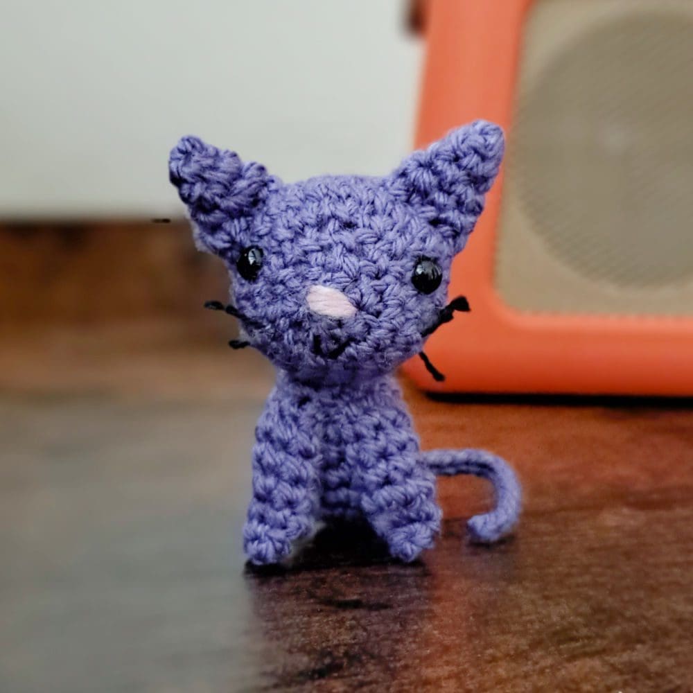 Violet kitten soft sculpture figure