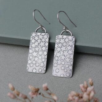 willow and twigg cascading stars silver rectangular drop earrings