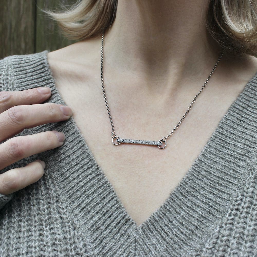 willow and twigg 'raise the bar' silver pendant necklace