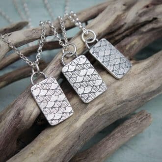 willow and twigg silver mermaid scales rectangular pendant necklace 01