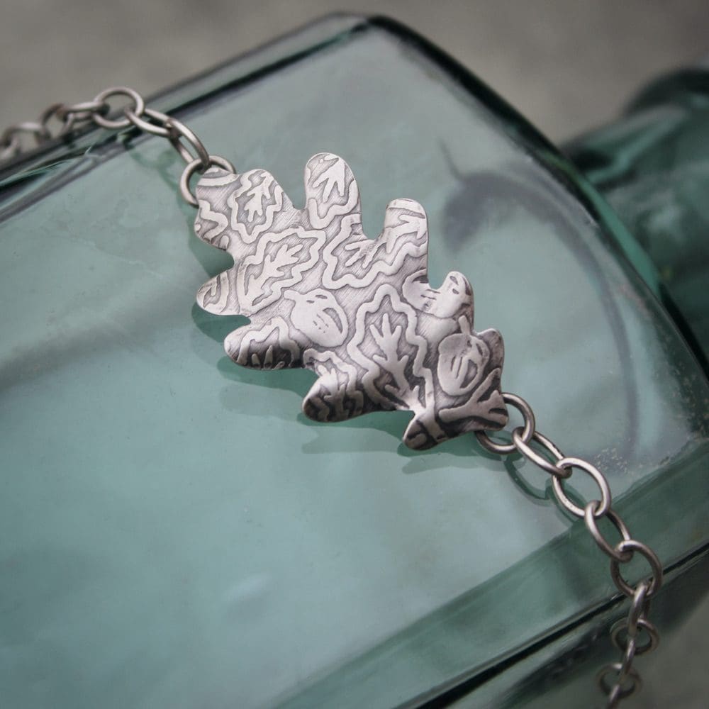 willow and twigg sterling silver oak leaf bracelet