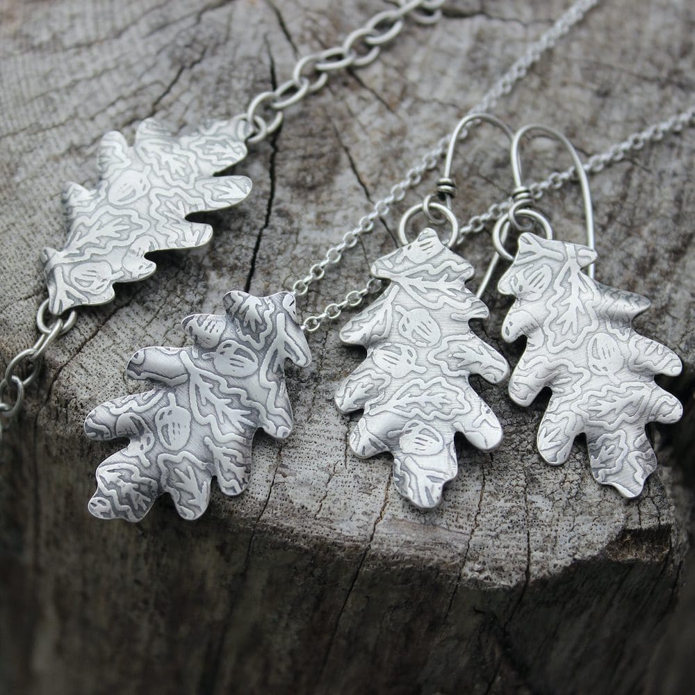 willow and twigg sterling silver oak leaf drop earrings