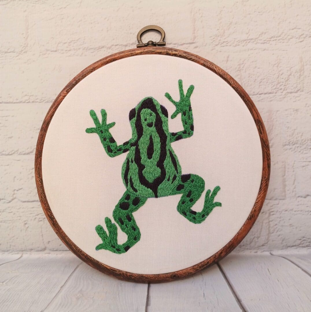 Tree Frog Hand Embroidery