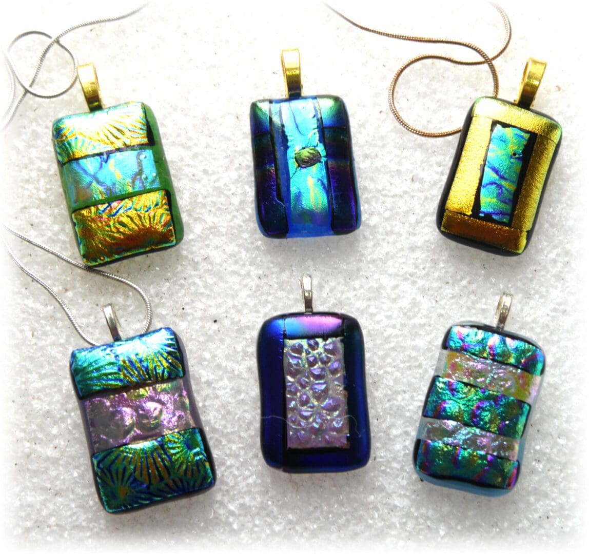 Dichroic fused glass pendant with silver or gold chain 242 243 244 245 246 247
