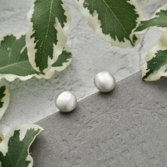 6.5mm diameter round Argentium sterling silver pebble nugget stud earrings with a brushed satin finish