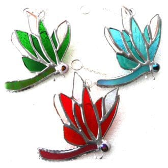 closed wing dragonfly damselfly stained glass suncatcher