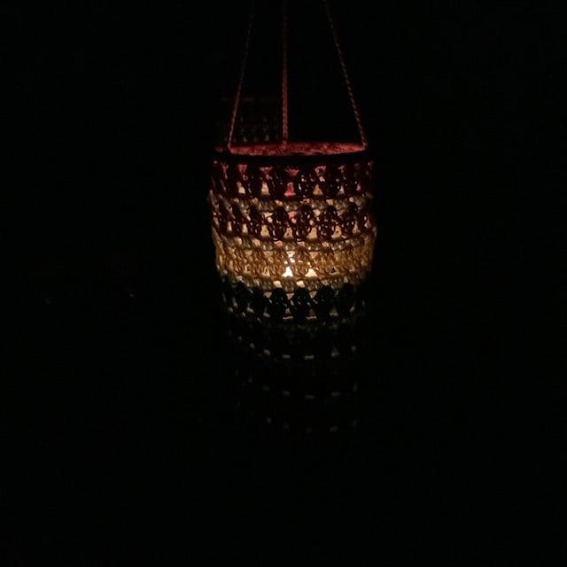 Crochet lantern illuminated