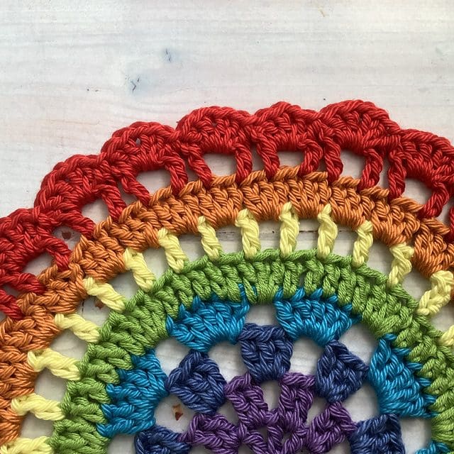 Crochet rainbow mat