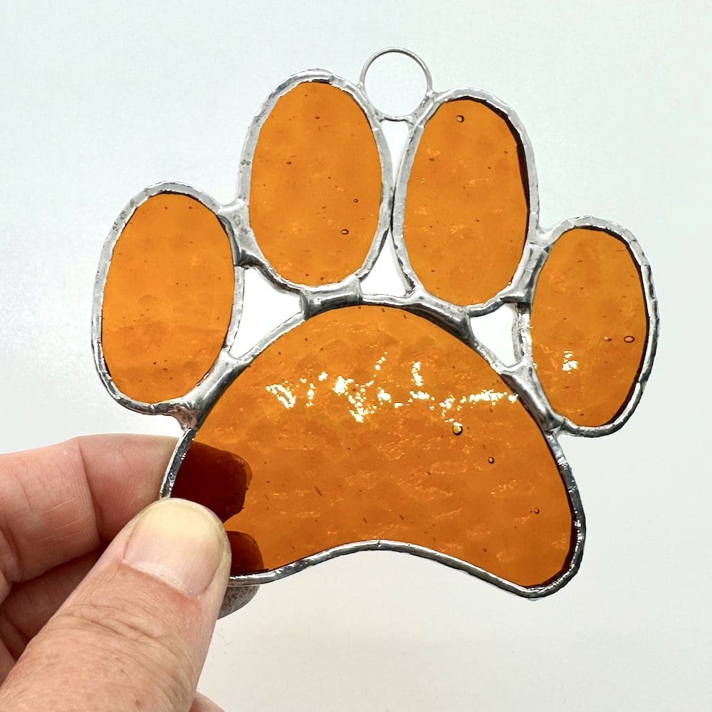 Large Stained Glass Paw Print Suncatcher