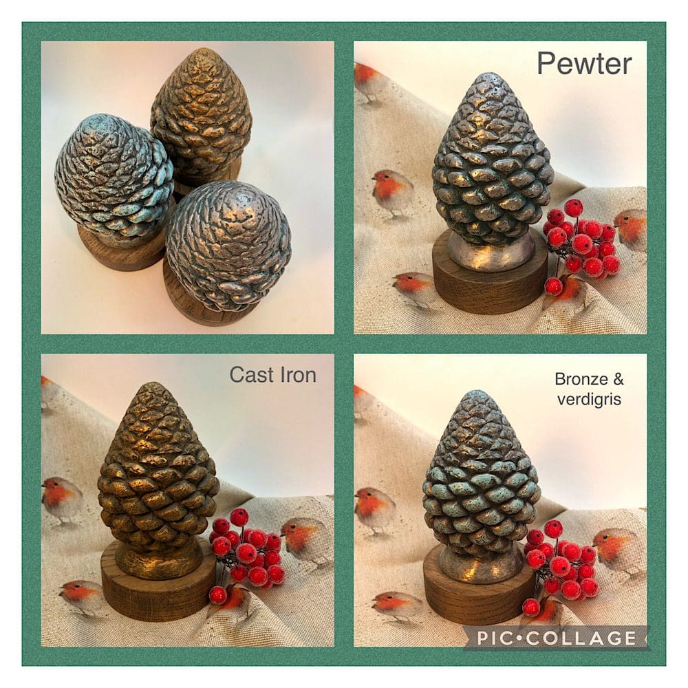 Pine cone Sculpture hand made in cold-cast iron, pewter or bronze