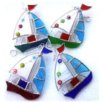 sailboat yacht suncatcher stained glass handmade