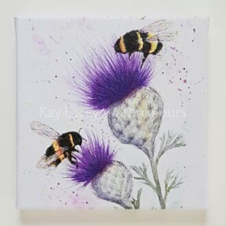 Art Canvas Print with Bees and Thistles