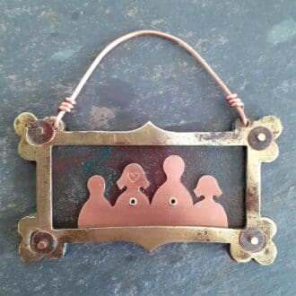 recycled copper family hanging decoration