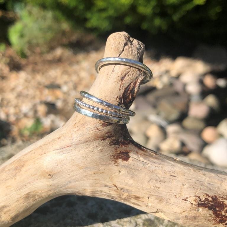 Hammered-Silver-Stacking-Pebbly-Ring