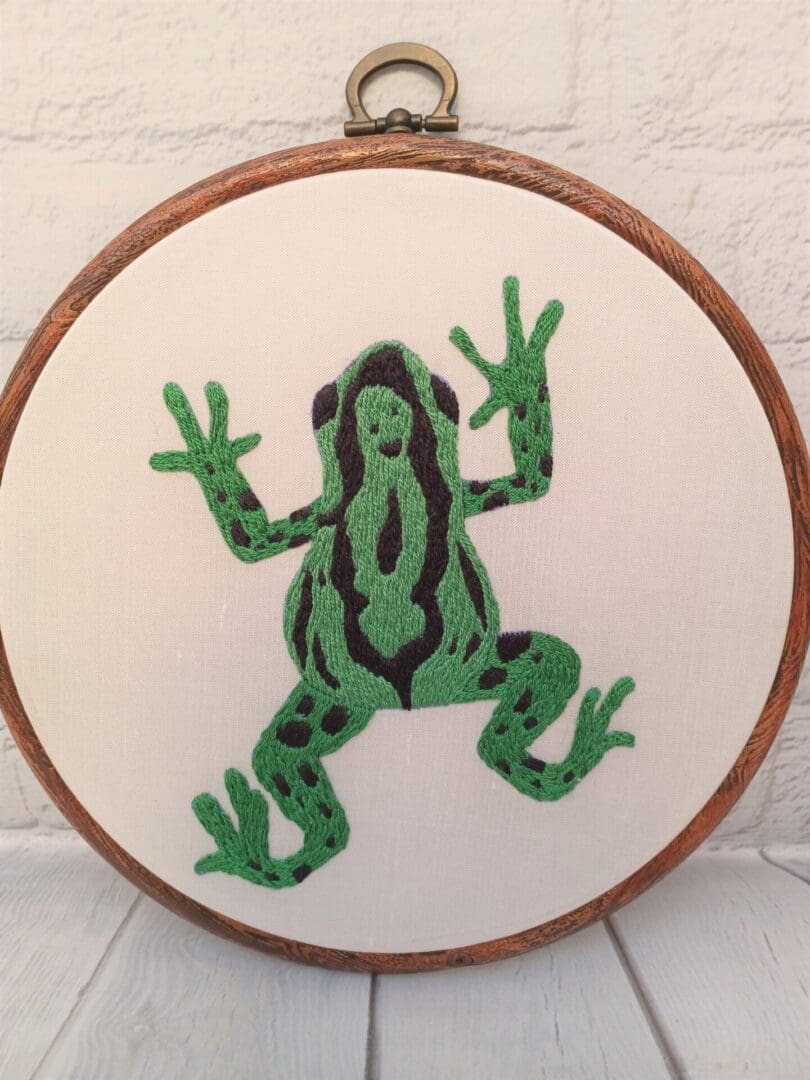Tree Frog Hand Embroidery