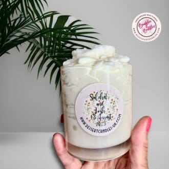 Large Whipped Wax Wedding Gift Candle with Personalised Message Label Cotton Parfum