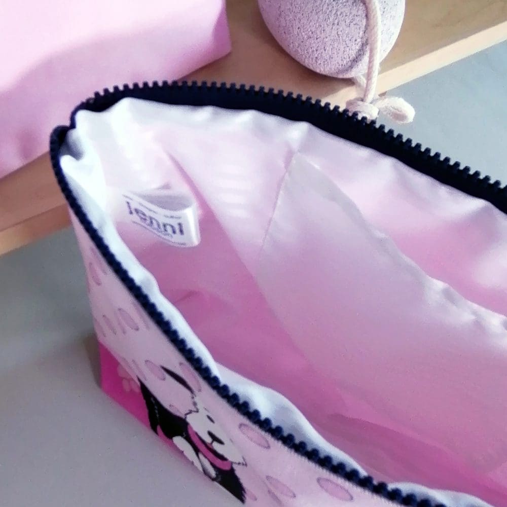 Cotton washbag, water resistant lining, overnight bag, travel pouch, toiletries bag, zipper case