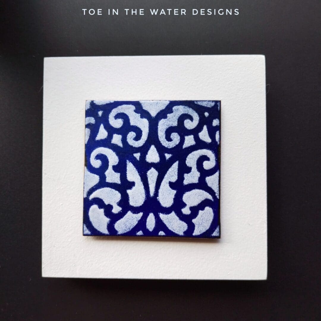 mini azulejo style portuguese copper enamelled tile