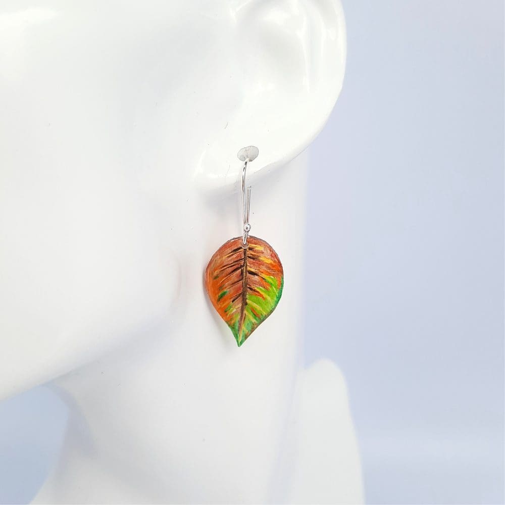 Autumn beech leaf earrings.