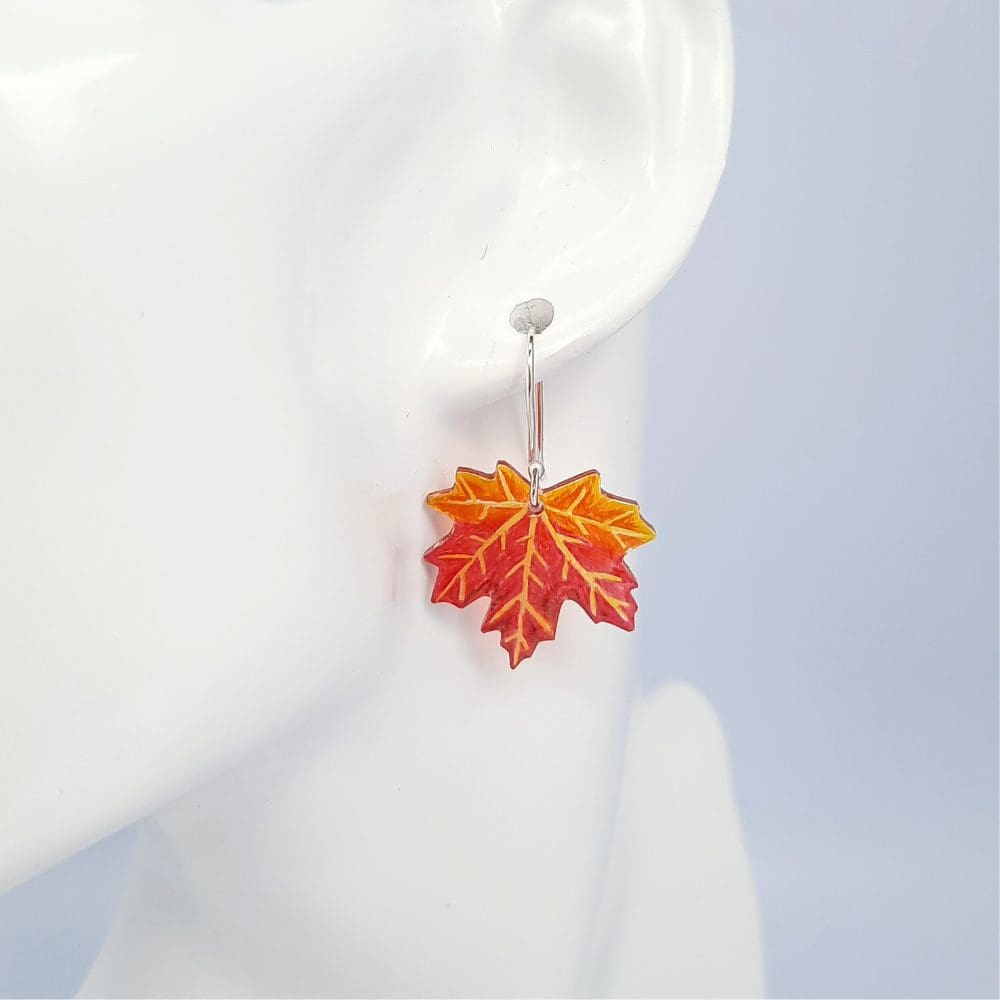 Autumn maple leaf earrings.