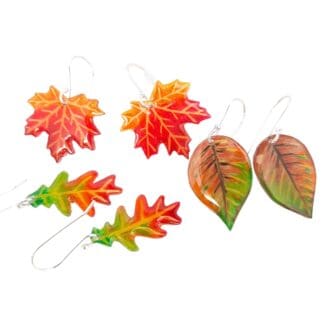 Autumn leaf earrings - maple, oak and beech.