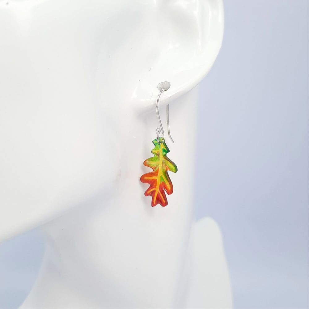 Autumn oak leaf earrings.
