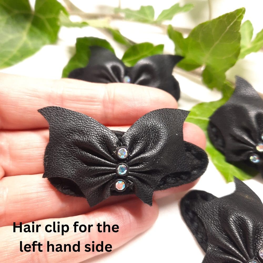 Cute black bat wing hair clips with diamantes