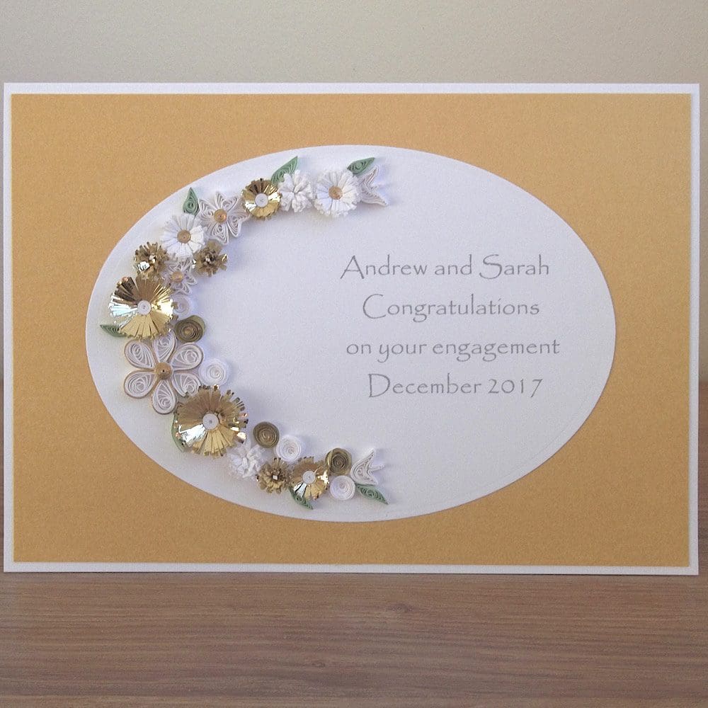 Quilled engagement card, congratulations, personalised