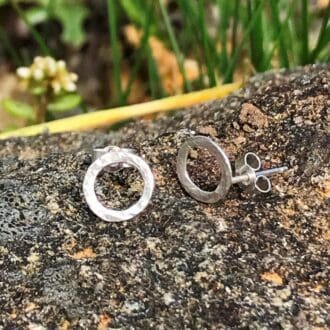 Silver-Hammered-Donut-Stud-Earrings