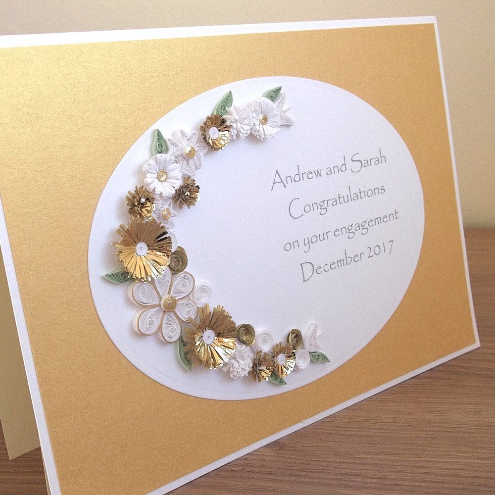 Quilled engagement card, congratulations, personalised