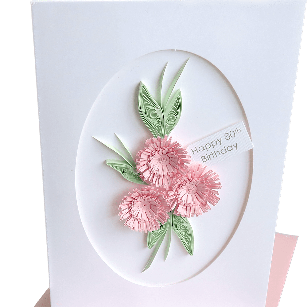 Happy 80th birthday card handmade quilled