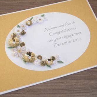 Engagement congratulations card, quilled, handmade, personalised