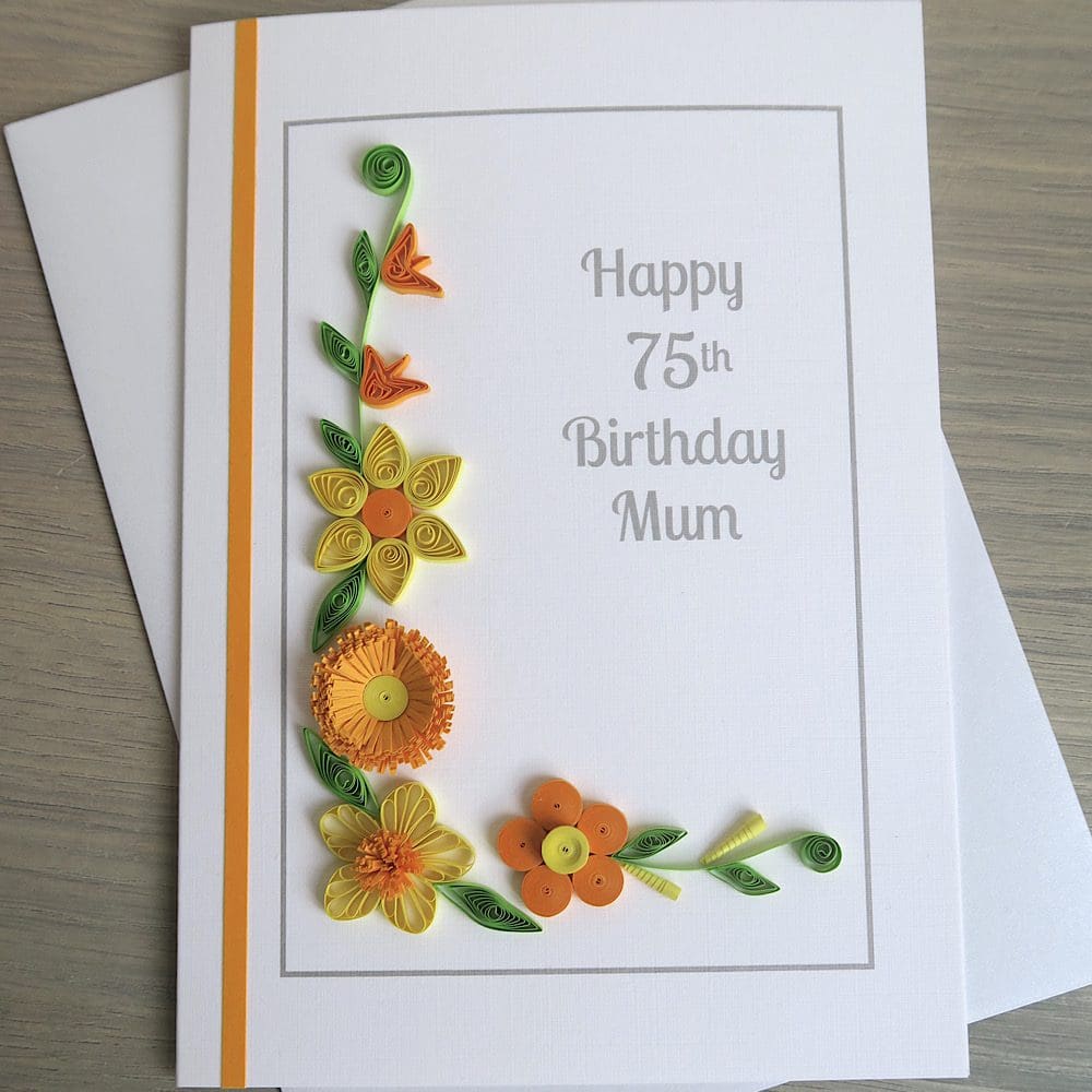 Handmade special 75th birthday card for mum