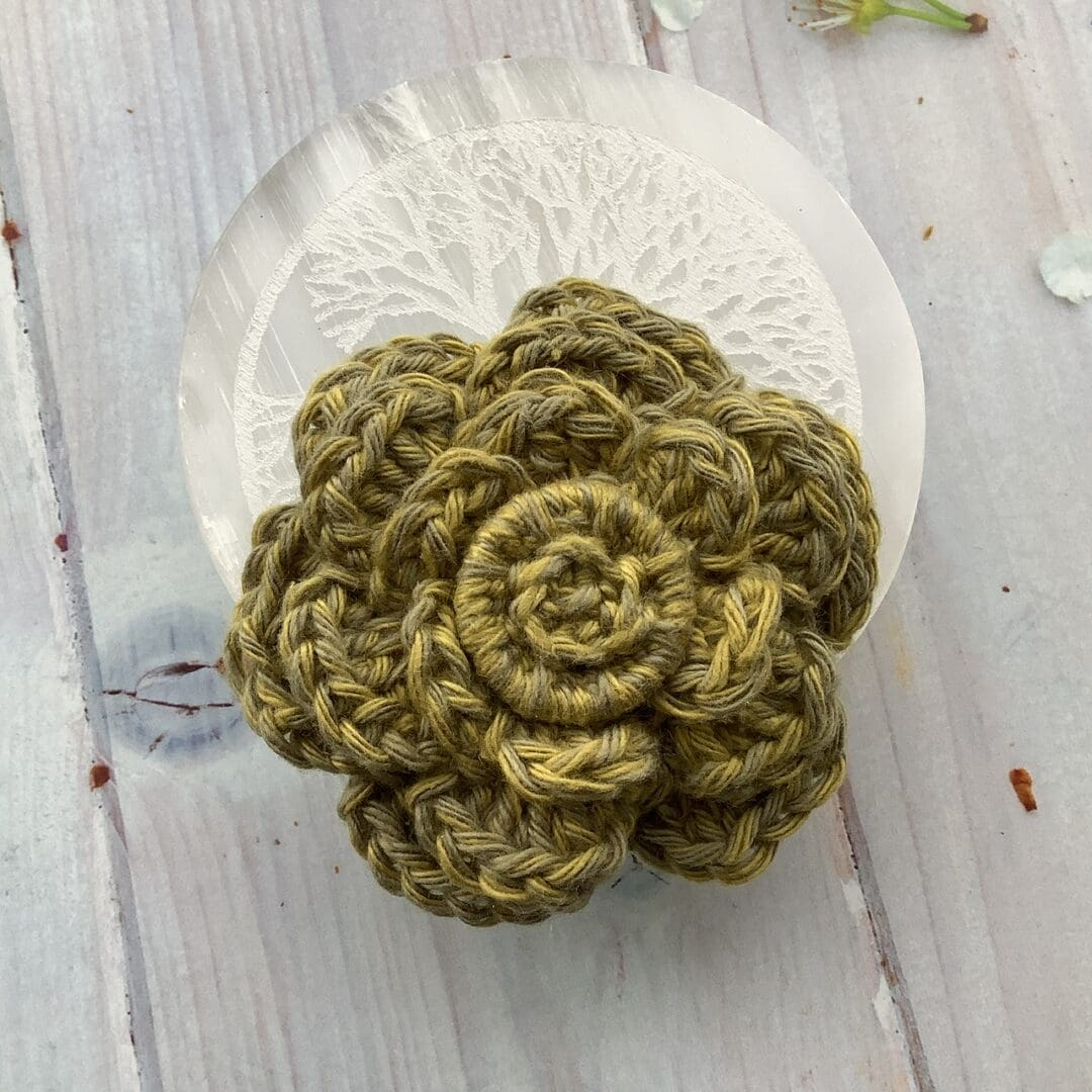 Crochet Flower and Dorset Button Brooch