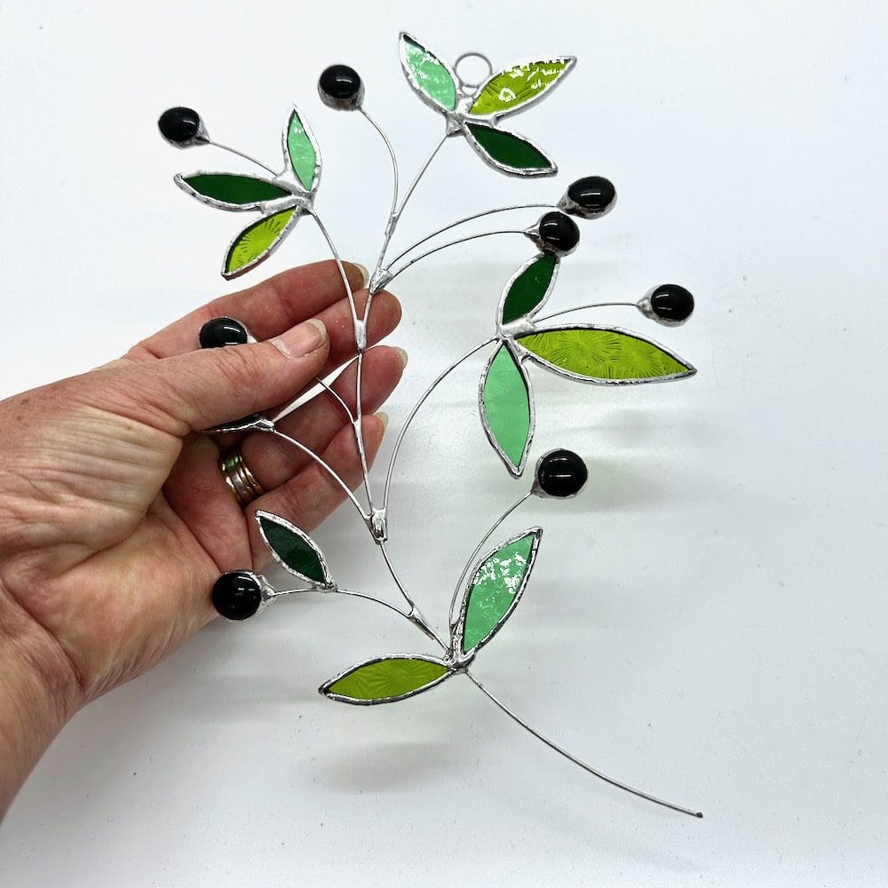 Stained Glass Olive Branch Suncatcher