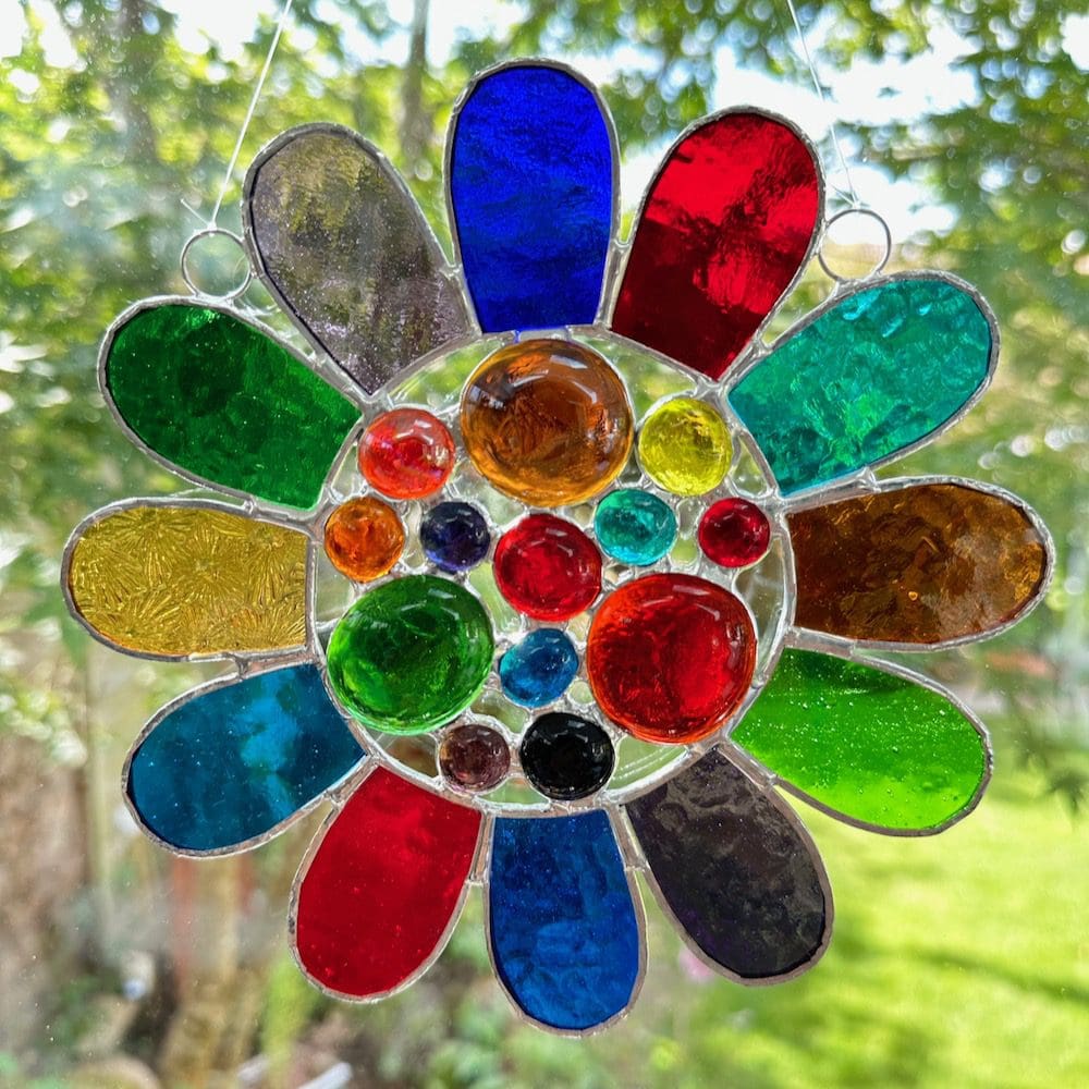 Stained glass bead daisy multi suncatcher
