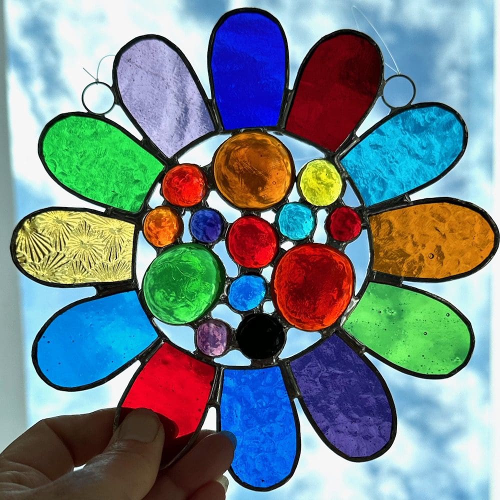 Stained glass bead daisy multi suncatcher