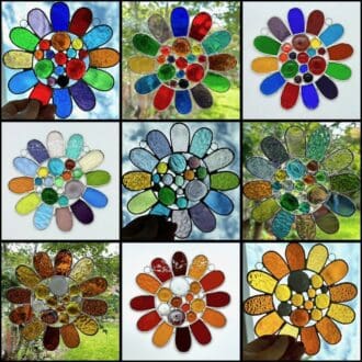 Stained glass bead daisies suncatcher