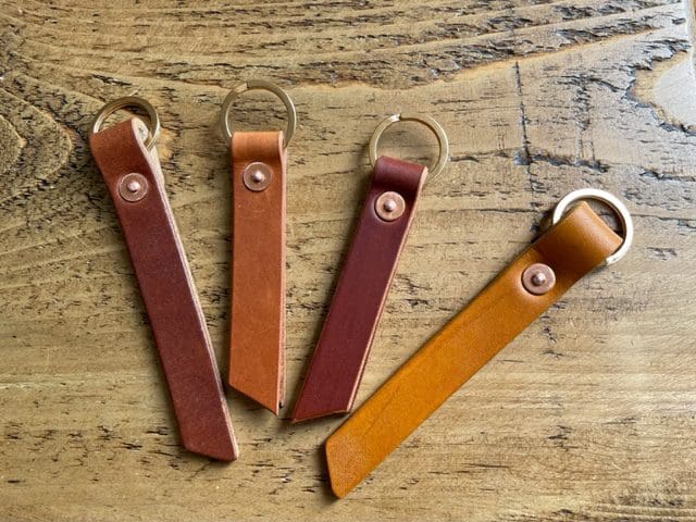 English leather key fobs various colours.