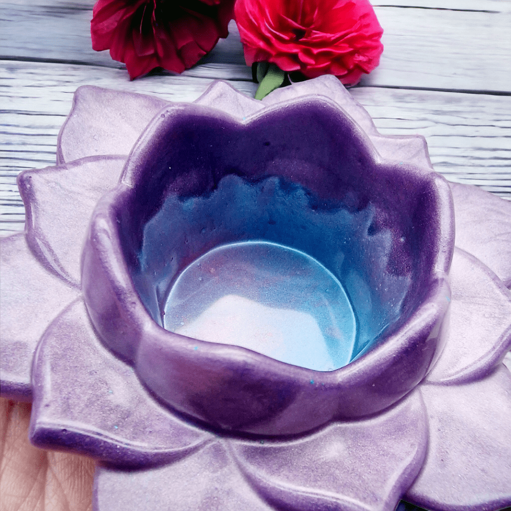 Lotus-trinket-dish-resin-purple teal
