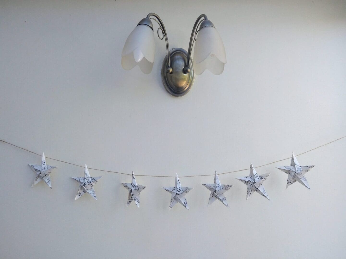 Length of origami sheet music star bunting