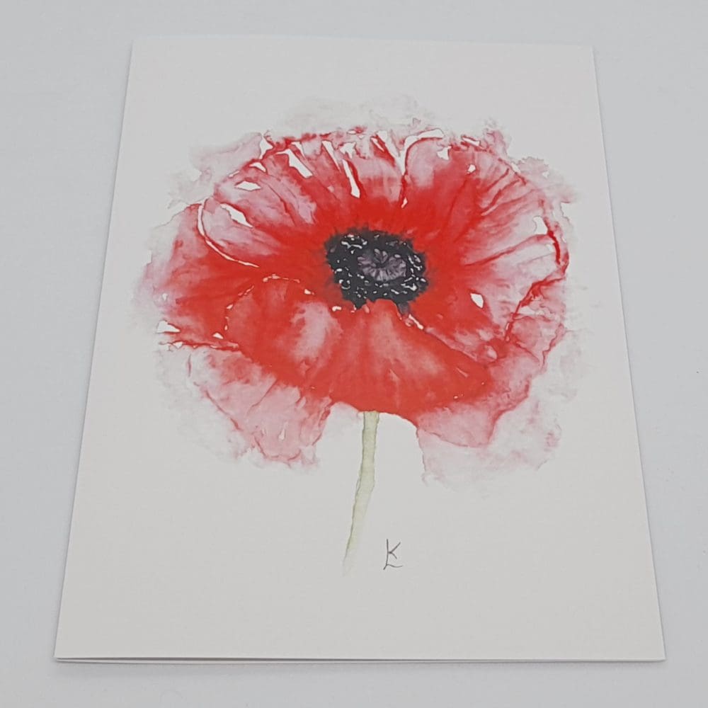 Poppy artwork from an original Watercolour on A5 Blank Greetings card