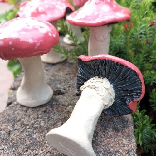 Red & White Mini Ceramic Mushrooms